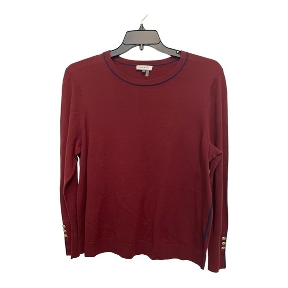 𝅺court & Rowe Cotton Blend Sweater in burgundy - Picture 3 of 11